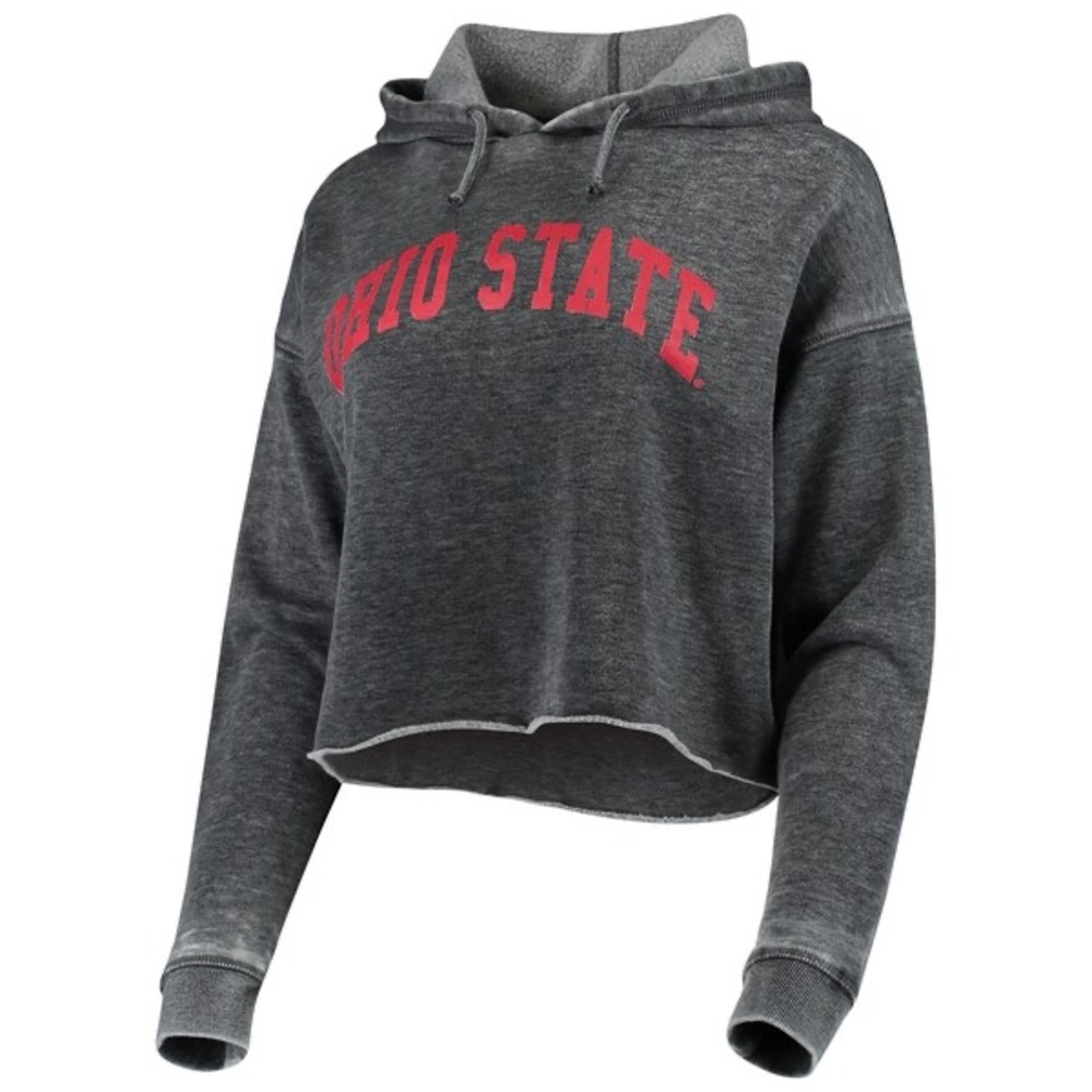 Ohio State Women's Gray Cropped Hoodie